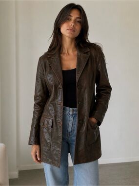 Vintage olive green Danier leather jacket